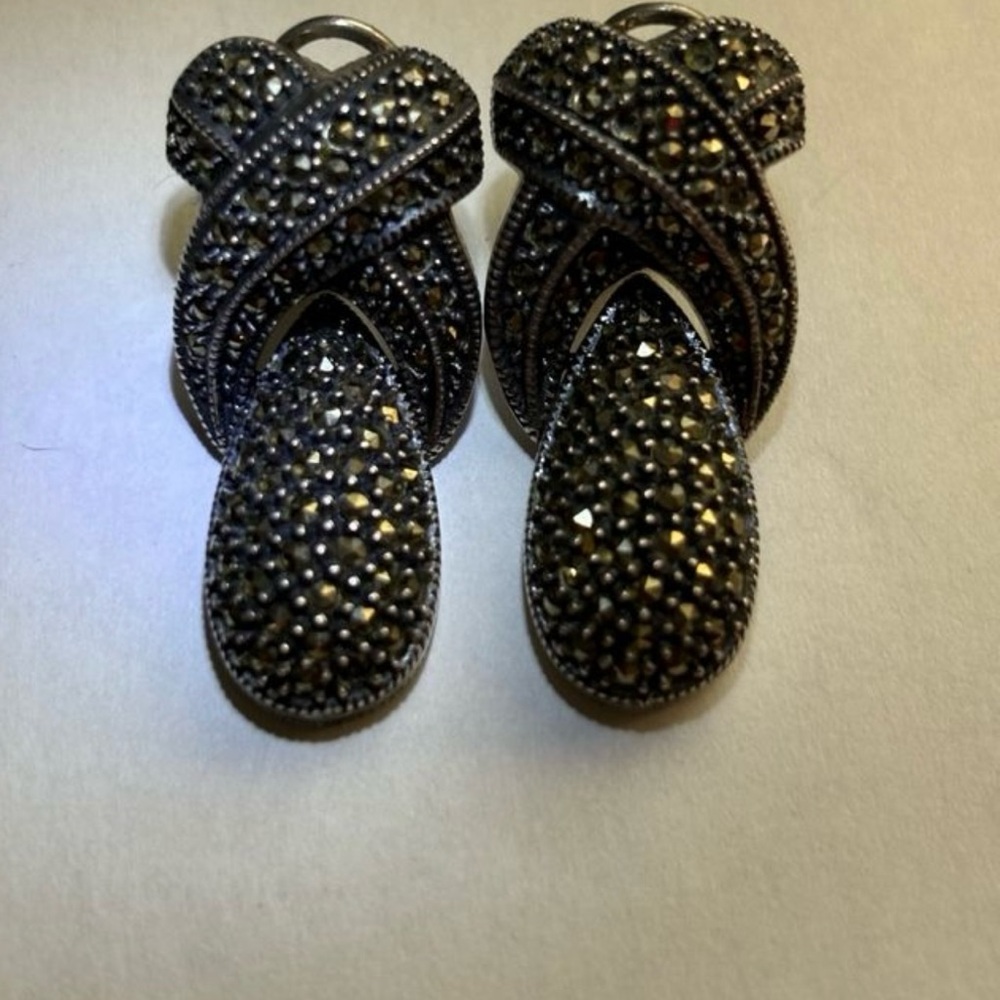 Vintage Judith Jack Omega Back Marcasite Sterling Earrings